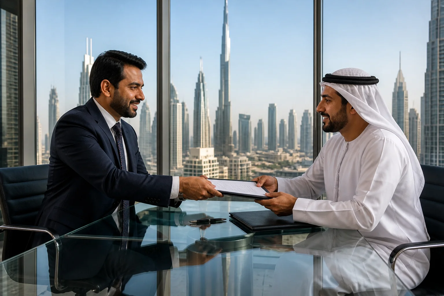 HR outsourcing UAE — diverse business team collaborating in modern Dubai office
