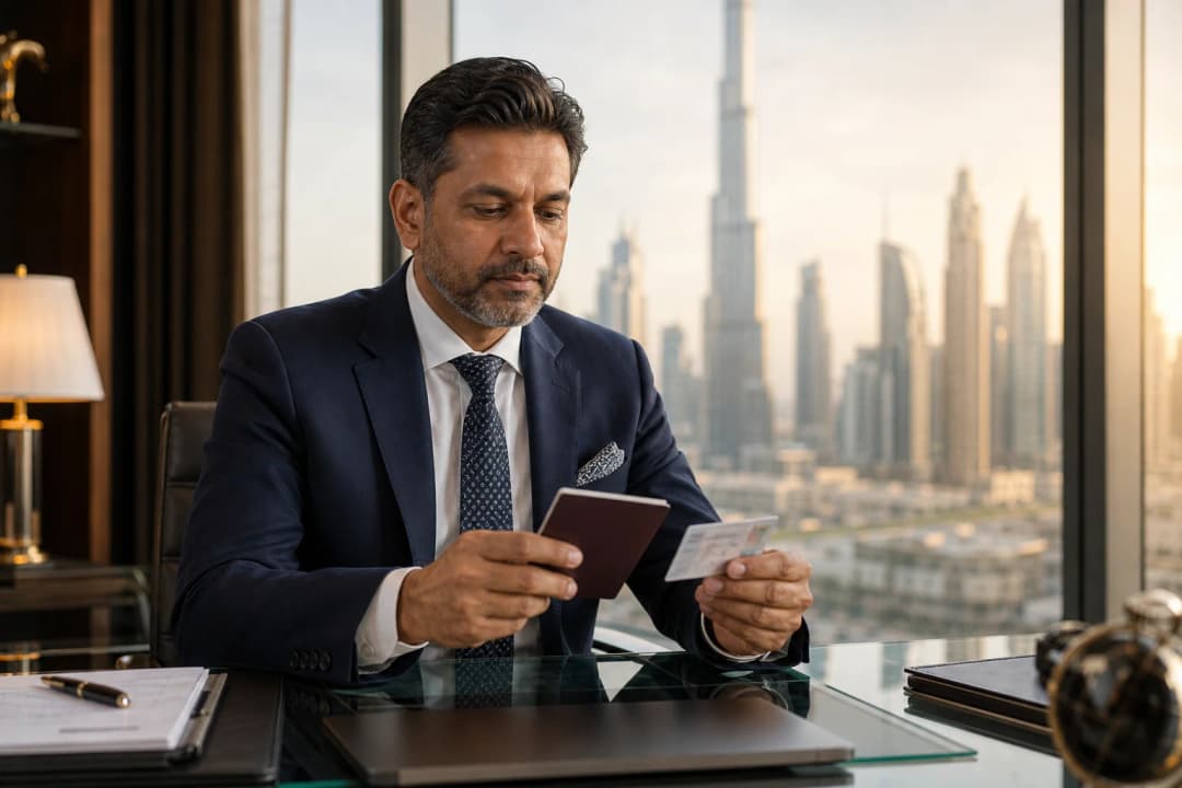 UAE visa services advisor reviewing residence visa documents